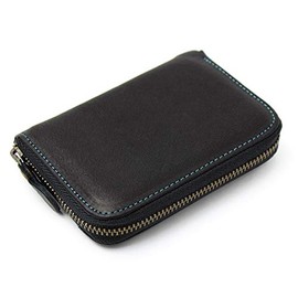 GROOVEGEAR ggs-1003 Round Zipper Coin Case, Small Wallet, Leather, Coin Purse, Men's, Women's,, Black, ONE SIZE