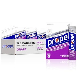 Propel Powder Paquetes de uva con electrolitos, vitaminas y sin azúcar                                                                                