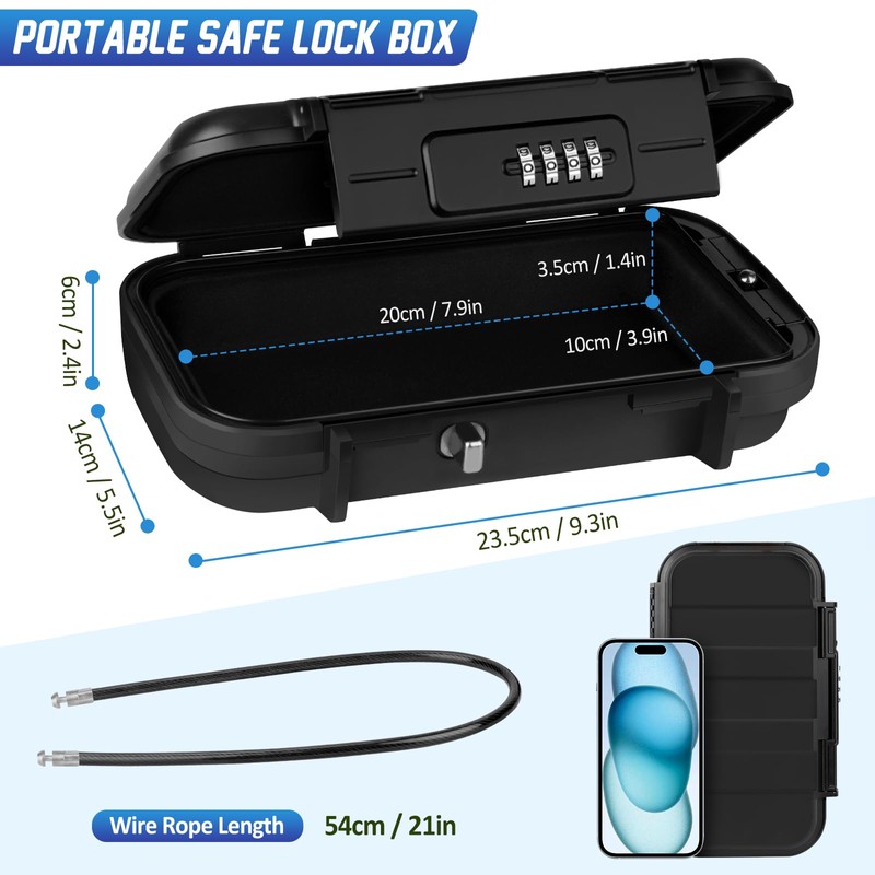 TNIIFXC Portable Travel Safe Lock Box 4-Digit Combination Mini Safe