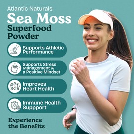 Atlantic Naturals Sea Moss Superfood Powder with Ashwagandha, Beet Root, and Maca Root - Sea Moss Powder Supports Healthy Skin, Athletic Performance, and Positive Mood - Vanilla Flavor (150g)