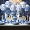 12 Pcs Blue and White Paper Lantern 8 Inch Chinoiserie