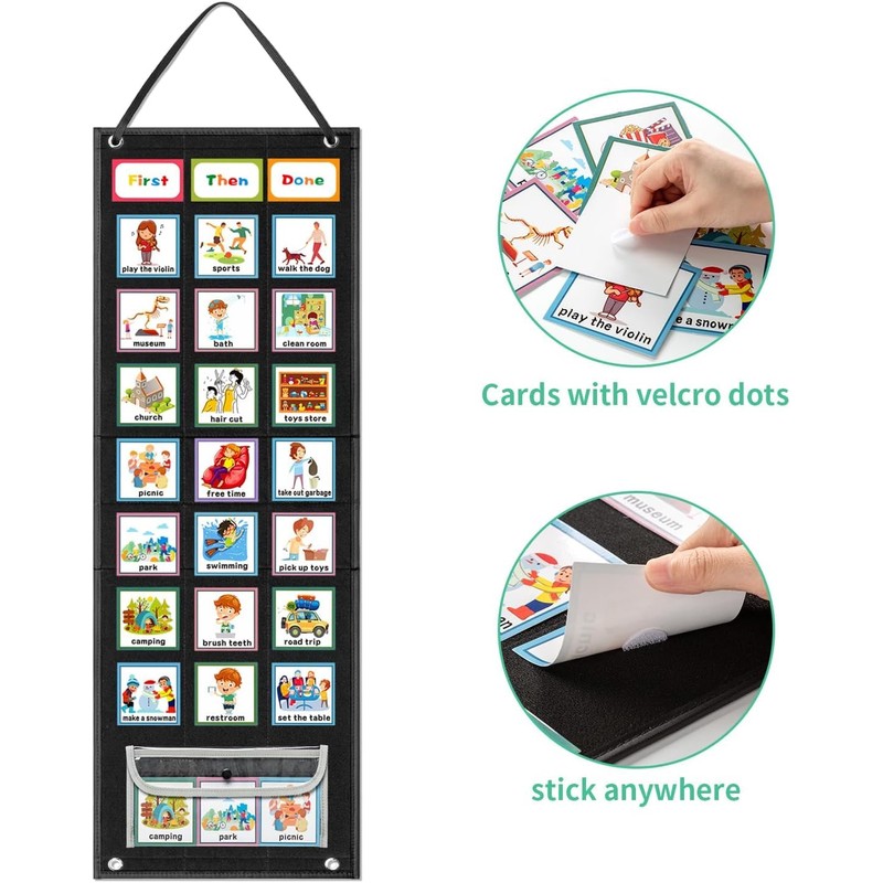 ANSTROUT Large Black Visual Schedule Chart for Kids Chore with