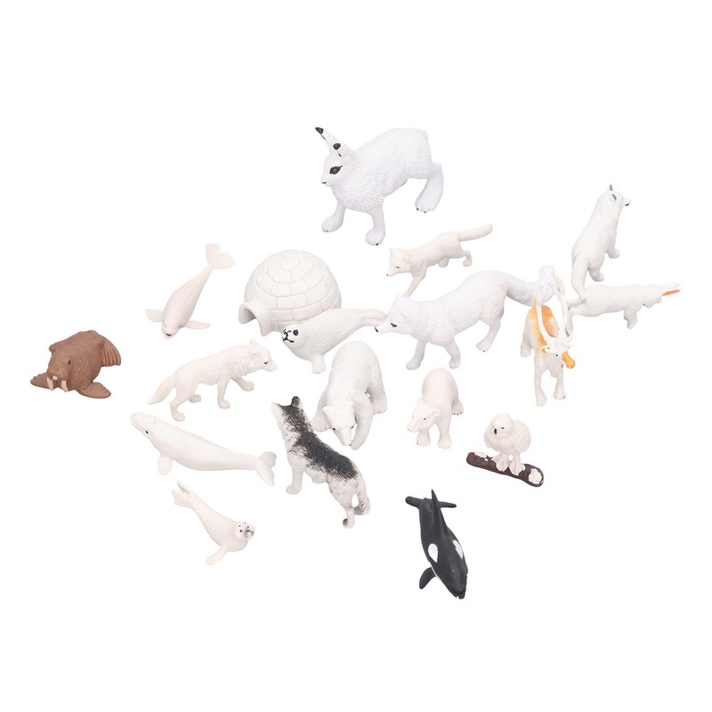 Arctic Animal Figurine Set 18pcs Kid Simulated Arctic Hare Reindeer