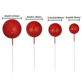 30 bolas de espuma con purpurina, para decoración de tartas, mini globo para cupcakes, decoración de bricolaje, para baby shower, boda, aniversario, niños, cumpleaños, graduación, fiesta, decoración de tartas, color rojo