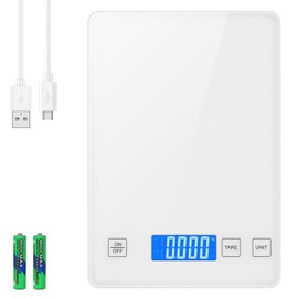 ORIA Digital Kitchen Scale, 15kg/33lb Food Scale, 1g Precise Graduation, Waterproof Tempered Glass Platform, High Accuracy Multi-Function Scale for Cooking Baking (White)