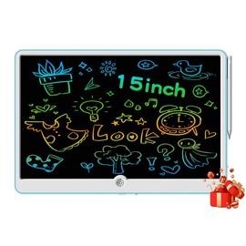 LCD Writing Tablet for Kids,19inch Drawing Tablet Colorful Screen Rechargeable with Touch Delete Key Doodle Board Educational Christmas Birthday Toys for 3-9 Year Old Girls Boys Yellow Durable Pad educativo juguete School - style: 15 inch blue