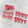 24Pcs Duck Fake Nails Medium Press On Nails Red French