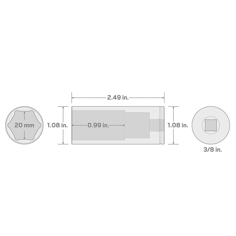 TEKTON 3/8 Inch Drive x 20 mm Deep 6-Point Socket