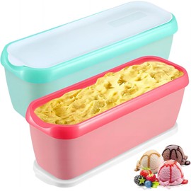 YouYuer Ice Cream Container for Ice Cream, 2 Pieces Storage Containers, Freezer Containers, Ice Cream Container with Lid, Freezer Container, Reusable Ice Container for Homemade Ice Cream, Sorbets