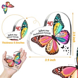 Hiipeefeel 40th Birthday Women, Heart-Shaped Acrylic Home Decoration, 40th Birthday Gift for Wife Best Friend Mum Sister Daughter Small Birthday Gift