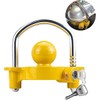 Funmit Trailer Lock Universal Coupler Ball Lock Fits 1-7/8", 2", and 2-5/16" Couplers, Boat Camper Accessories for Travel Trailers Adjustable Heavy-Duty Steel Hitch Lock Yellow