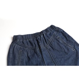 CHARTOU Women's Retro Elastic High Waist Frayed A-Line Maxi Denim Skirt with Pockets (Medium, Dark Blue)