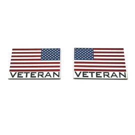 Pair Custom Veteran American Flag Decal Eagle USA Left and Right Emblem with Strong Adhesive Truck Motorcycle, Luggage, Window (Vateran Flag-Colorful)