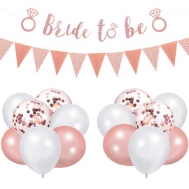 16Pcs Hen Party Decoration Set, Includes 1 Bride To Be Letter Banner, 1 Triangular Banner, 14 Latex Ballons, Bride To Be Banner Balloons Decoration Set for Bridal Shower Wedding Hen Night Party Decor