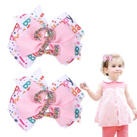 2Pcs Sweet Two Happy Birthday Hair Bow for Girls, Sweet Two Bow Birthday Decorations Headband Outfit for 2nd Girls Pink Bows for Hair, Ice Cream Theme Party Decorations Perfect Celebration Gifts