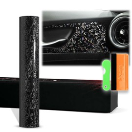 12"x60" (1FTx5FT) PET Damascus Forged Satin Black Vinyl Wrap Auto Car Sticker Decal Film Sheet Bubble Free Air Release Technology with Tool Kit