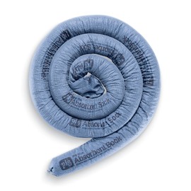 New Pig Blue Absorbent Sock, 238 oz Absorbency, Forms Barrier & Prevents Spills from Spreading, 3" Dia x 10' L, (Box of 8), PIG202