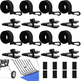 ARTGUTS Pool Reel Reel Device, Set of 8 Retaining Straps and 8 Clips Accessories, Solar Cover Straps and Clips, for Mobile Solar Film for Pool Tarpaulins, Covers