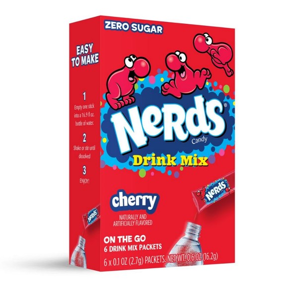 Nerds Zero Sugar Cherry Drink Mix, 1 packet x 6 sachets,16g/0.6 oz. Box (Imported from Canada)
