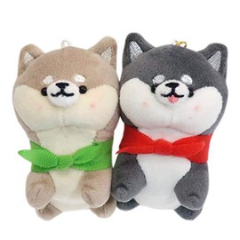 Mascot Key Holder [Nico Nui Pair Plush Ball Chain] Shiba Dog/Set of 2