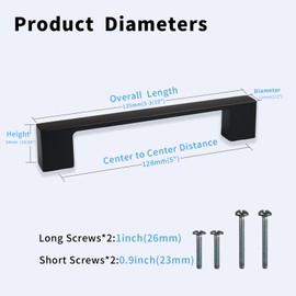 HARDHAWK Cabinet Pulls 30 Pack 5 Inch Black Drawer Hardware Square Kitchen Handles Hole Centers Furniture Hardware for Cabinet Handles Cupboard Dresser Bedroom Cabinet Pulls