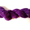 Purple Fingering Weight Wool Gold Metallic Art Yarn
