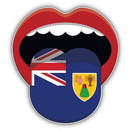 JJH Inc Turks and Caicos Island Flag Mouth Vinyl Decal Sticker Waterproof Car Decal Bumper Sticker 5"