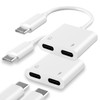 Adaptador USB C a USB C para auriculares y cargador para iPhone 16, doble USB C AUX + PD de 60 W, adaptador divisor de carga rápida compatible con iPhone 16/16Pro/16Pro Max/15/15Pro Soporte de llamada