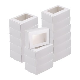 uxcell 30Pcs Kraft Soap Boxes, 3.3" x 2.4" x 1.2" Mini Kraft Treat Box with Clear Window for Candy Cookie Gift Party Favor Treats Packaging (White)