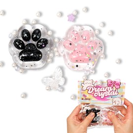 2Pcs Squishy Cat Paw Squishies Toy, Cute Paw Squeeze Toys, Transparent Squishy Animal Relief Stress Ball with PVC Packaging Gifts Fidget Novelty Toy for Kids Adults