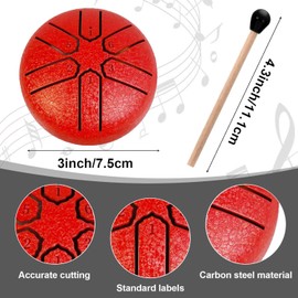 Steel Tongue Drum, 3 Inch 6 Tone Tongue Drum, Pan Percussion Instrument, Steel Tongue Drum, Steel Pan Tones Percussion Instrument, Handpan Steel with Beaters, Tongue Drum for Meditation Yoga Sound
