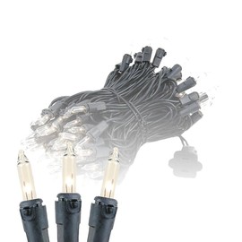 Novelty Lights 34 Feet 100 Bulbs Traditional Incandescent Mini Lights, Clear on Black Wire with 4" Spacing, Commercial Grade and UL Listed for Indoor/Outdoor Use, End-to-End Connectable