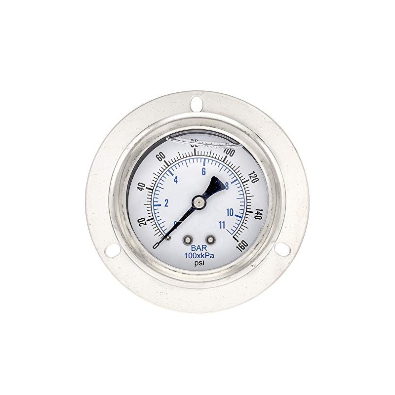 PIC Gauges 204L-404F Front Flanged Panel Mount Glycerine Filled Pressure