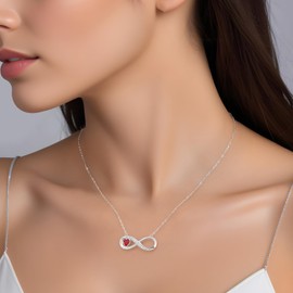 Women's Infinity Heart Necklace, 925 Sterling Silver, Crystal Chains Pendant with Cubic Zirconia, Birthday, Valentine's Day, Christmas, Mother's Day, Jewellery Gifts for Women, Girlfriend, Wife, Mum,