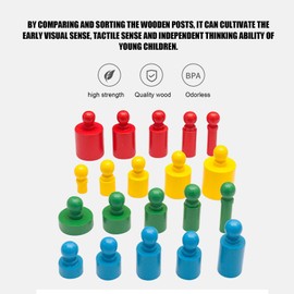 Montessori Studded Cylinder Blocks, Colourful Wooden Cylinder Pedestal Block Set, Early Learning Toy