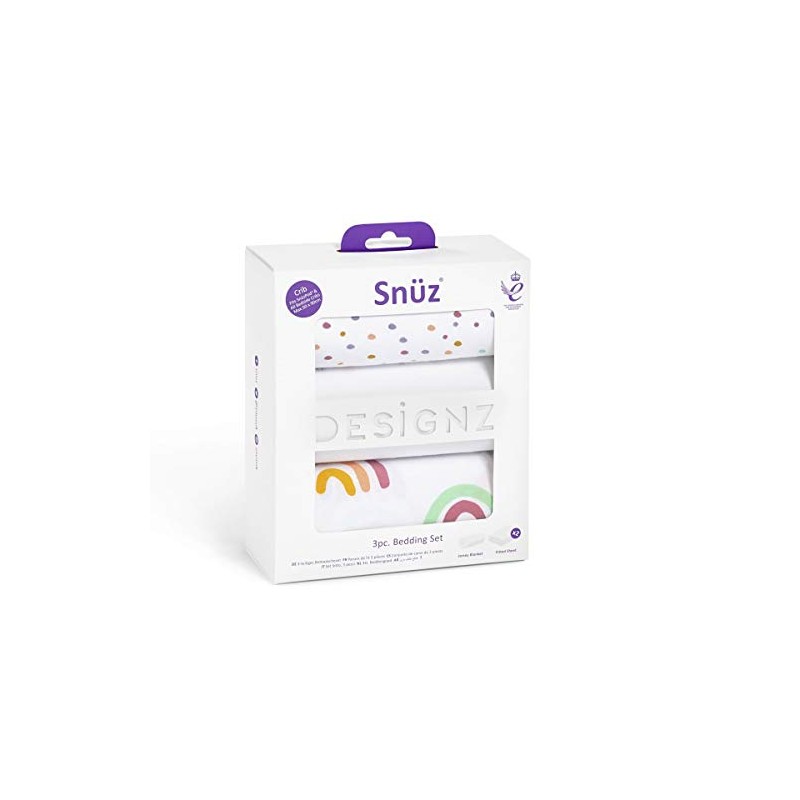 Snuz 3 Piece Crib Bedding Set – Rainbow, 3 Count