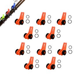 SANLIKE Lure Hook Keeper Lure Hook Holder Set of 10 Lightweight Compact Fishing Tackle with Elastic Rubber O-Ring Easy Installation (Orange)