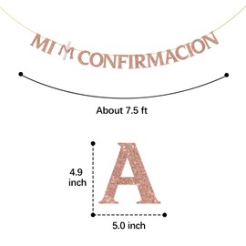 Mi Confirmación Banner,Rose Gold Glitter Mi Confirmation Decorations for Baby Boys Girls Shower Birthday Party God Bless Wedding Supplies.