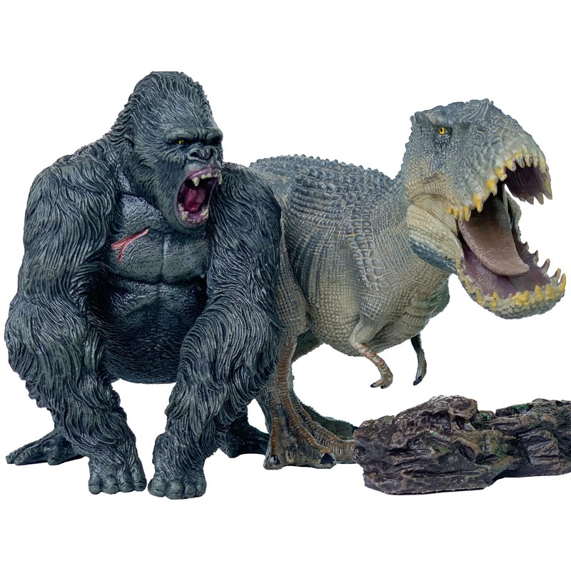 King Kong VS Vastatosaurus Rex Dinosaur Toys with Realistic Rock
