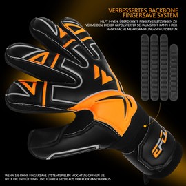 EPCILON Goalkeeper Gloves, Football Gloves, Boys, Girls, Junior, Adult Football Training Goalkeeper Gloves with Non-Slip & Primium Grip Fingersave (Orange, 7)