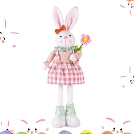 ACTOYS Easter Decoration, Easter Bunny, Easter Bunny Figures, Large, Easter Decoration, Easter Bunny Decoration, Cuddly Toy Rabbit, Rabbit Cuddly Toy, Retractable Rabbit Ornament (Pink)