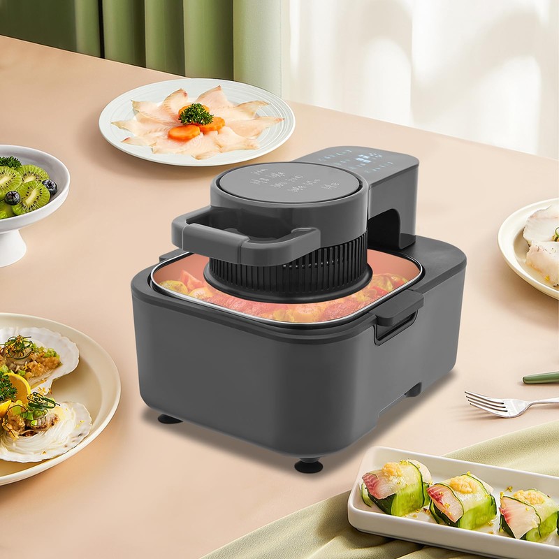 Airy Fryer,2.38 Gal 1350w Glass Air Fryer,6-In-1 Non-Drawer,Digital Display,Auto Shutoff,0-60