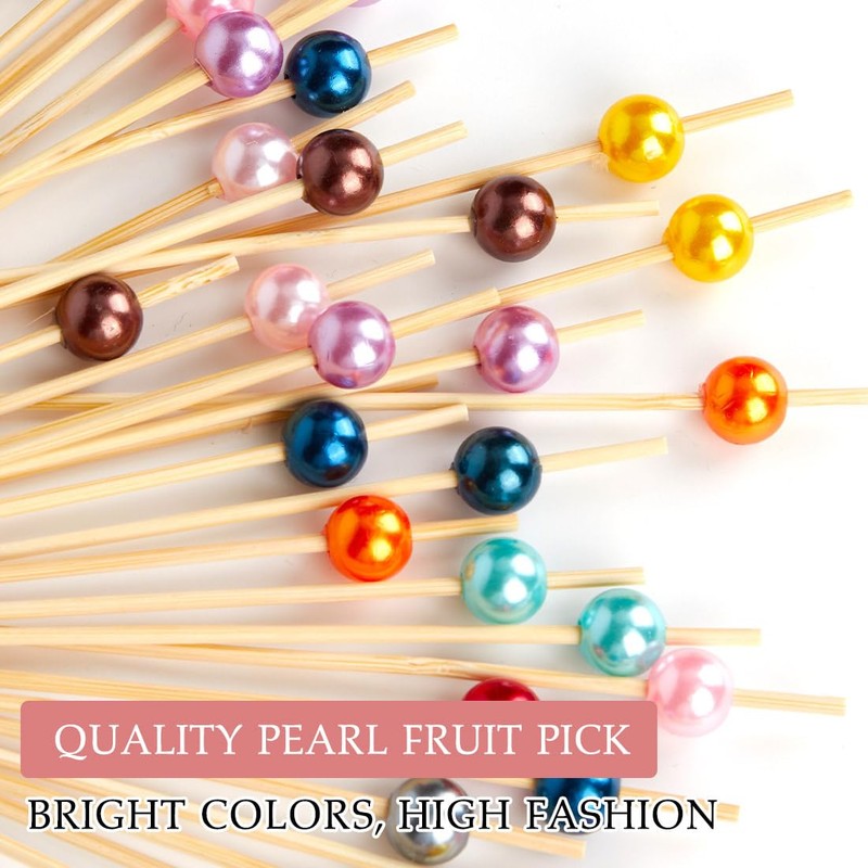100Pcs Cocktail Sticks for Food Biodegradable Fruit Stick Bamboo Skewers