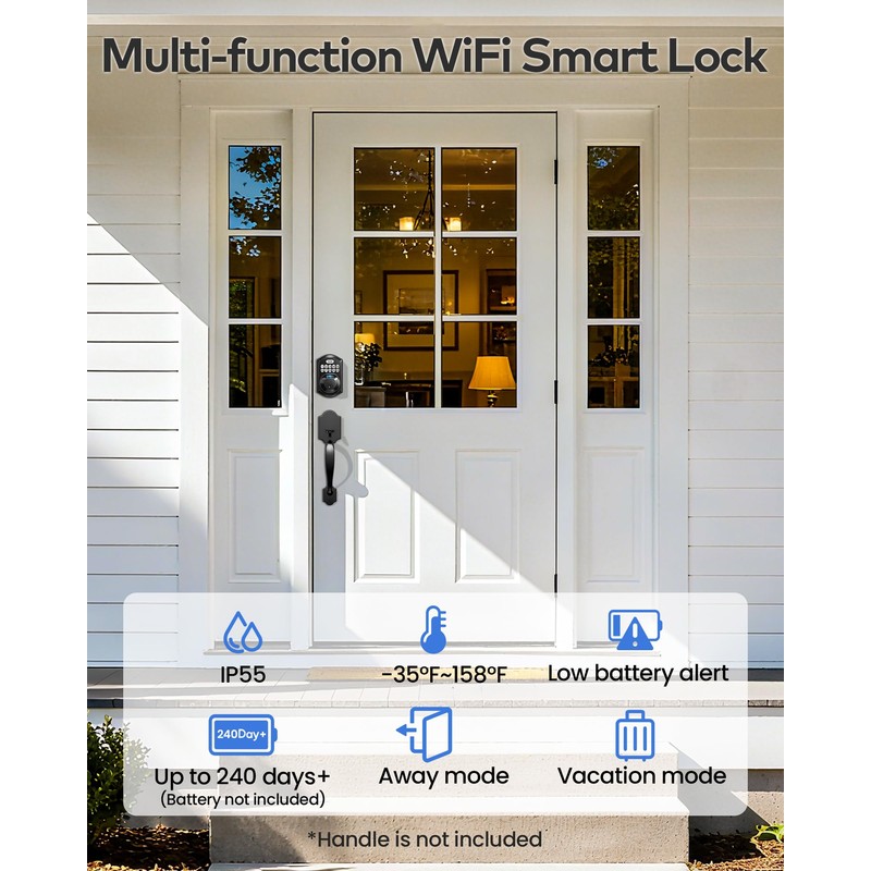 TEEHO TE012W WiFi Smart Lock, Fingerprint Door Lock with Built-in