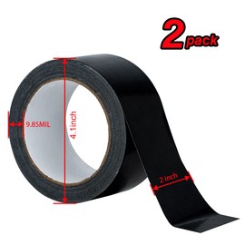 XUXU 2 Pack Black Duct Tape Heavy Duty Waterproof, Strong Adhesive Duct Tape Bulk for Indoor Outdoor Repairs, 40 Yards x 2 Inch Total