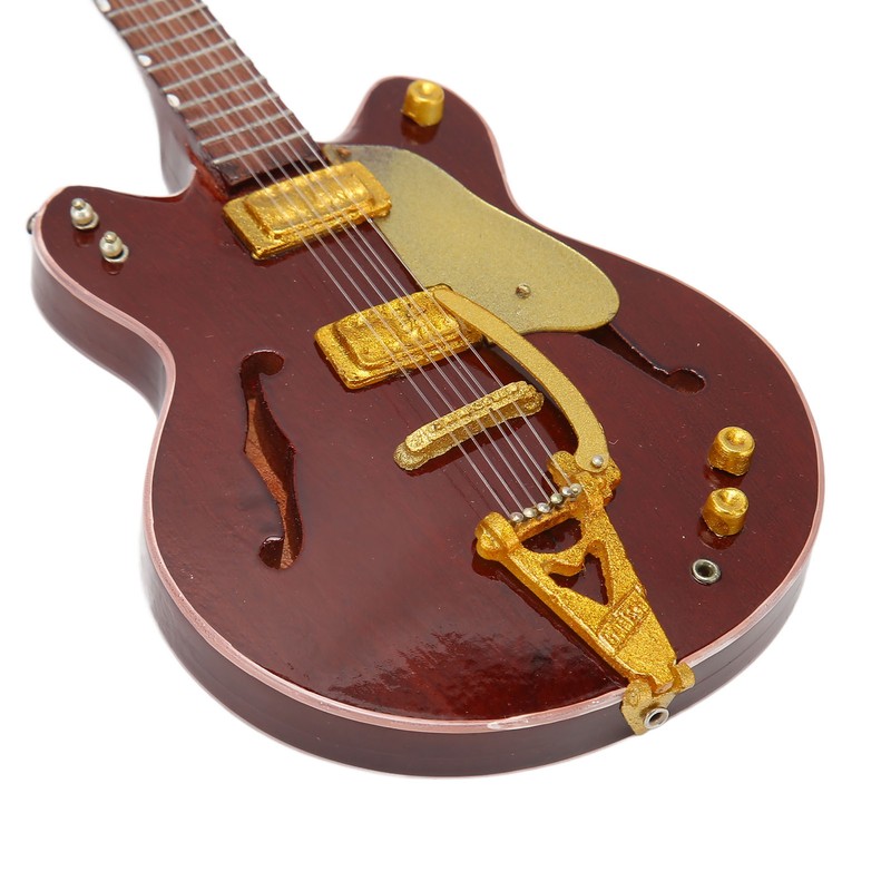 Red and Gold Miniature Electric Guitar Replica with Stand and