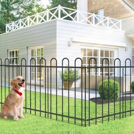 FOREHOGAR Metal Garden Fence 36 in H x 12 ft L, No dig Garden Border Yard Fencing, Dog Fence Outdoor Temporary Animal Barrier for Flower Bed Lawn and Patio, 6 Panels + 7 Stakes Black