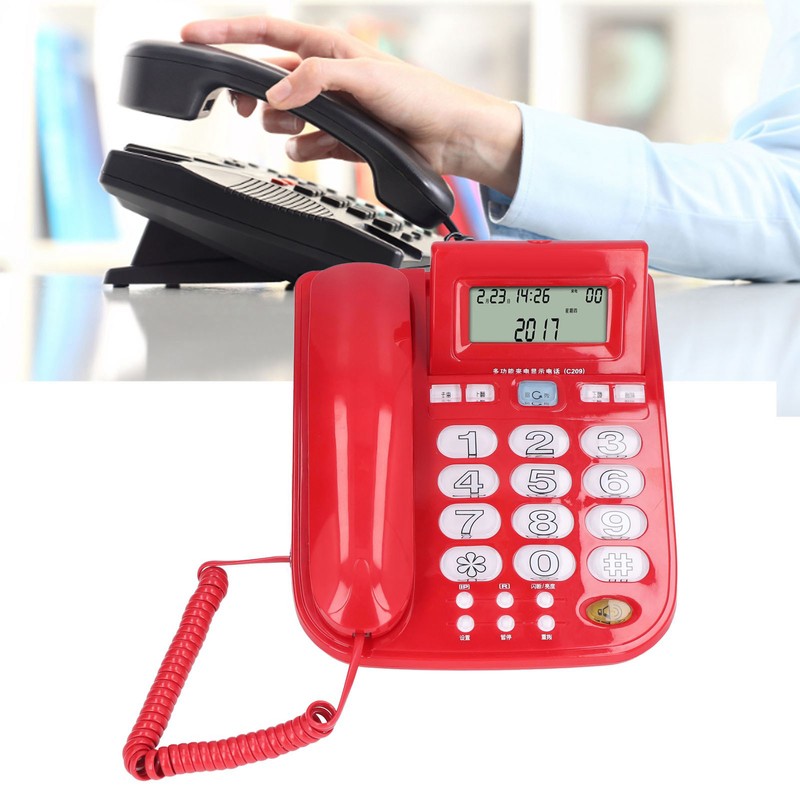 Corded Desktop Phone Wired Fixed Telephone with Big Ringtone Luminous