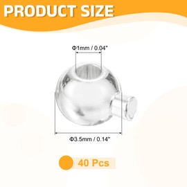 sourcing map 40 Pcs Crimp Beads Covers, 3.5mm Spacer Bead Covers, Metal Cord End Crimp Stopper Beads for DIY Craft Ends Accessories, Silver