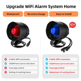 WiFi Alarm System House 115 dB Loud Siren 7-Piece Set Alarm System Home with Window Sensor and Alarm System Door via Real Time App Push, Ring Alarm for Door Window, Motorhome, Garage (2.4 GHz WiFi)
